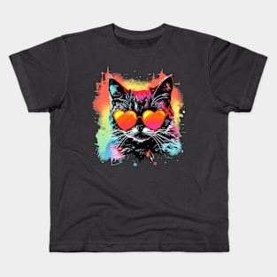 cat with glasses Kids T-Shirt